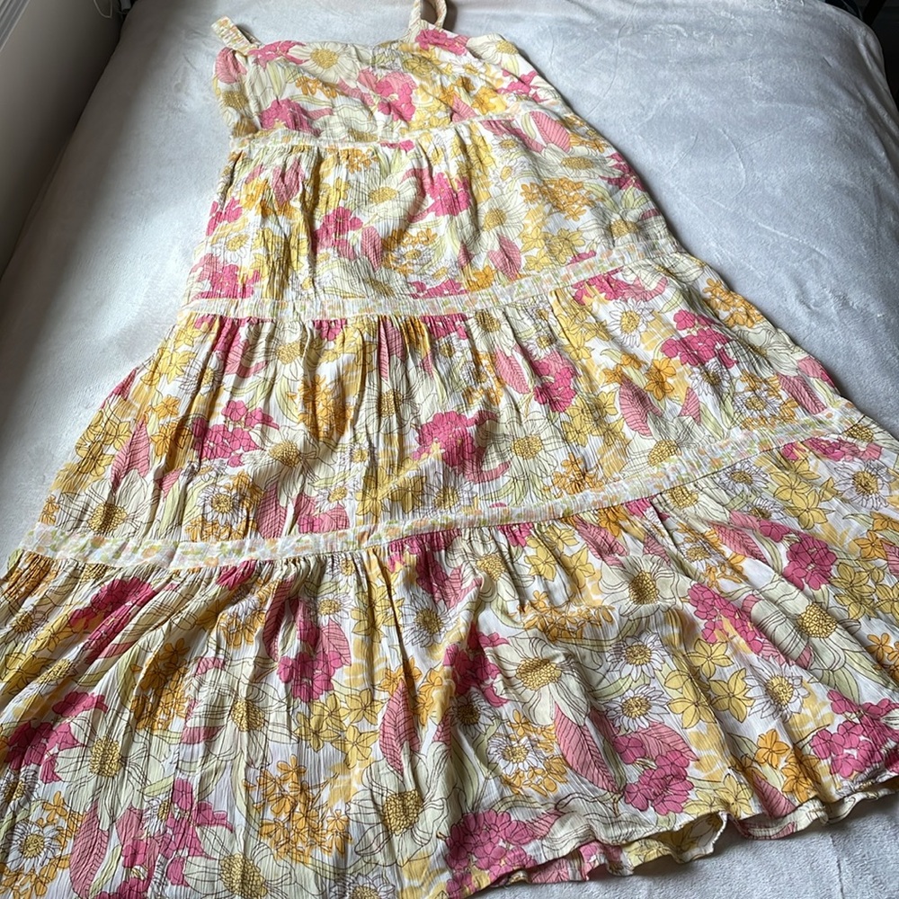 Dex Tiered Maxi Dress Retro Floral Large